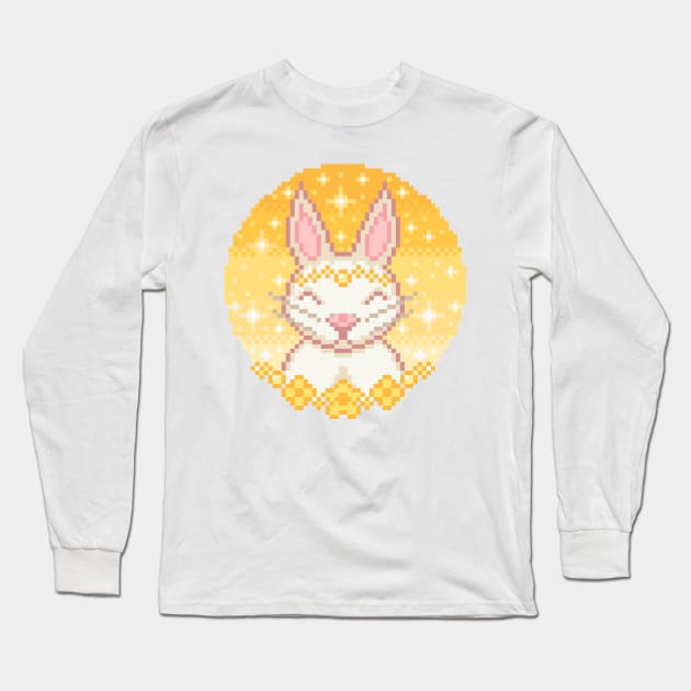 Kawaii bunny pixel art Long Sleeve T-Shirt by AlleenasPixels